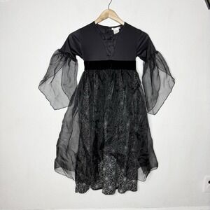 Pottery Barn Kids Black Spiderweb Witch Costume Dress Girls 7-8 Costume Sheer